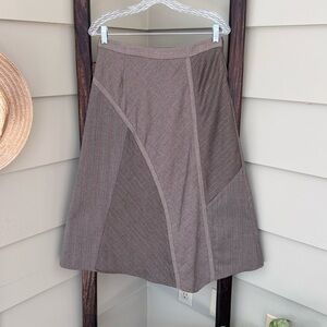 J.Jill Women's Tweed Patchwork A-Line Asymmetric Midi Skirt Size 6 Olive Brown